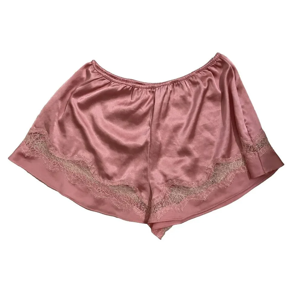 Victoria's Secret Satin Tap Shorts Light Pink Lace Trim Sleep Pajama Bottoms XS